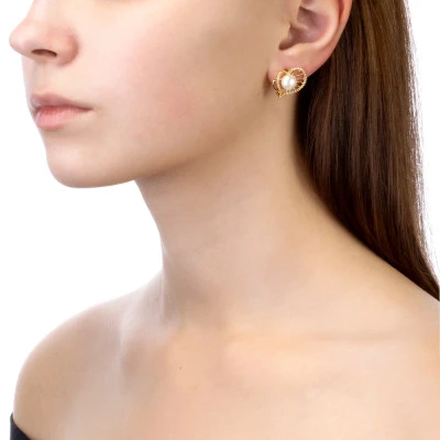 Серьги из серебра с белыми речными жемчужинами 7,5-8 мм