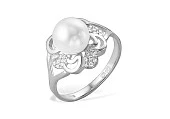 Кольцо из серебра с белой речной жемчужиной 7-7,5 мм