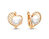 Серьги из серебра с белыми речными жемчужинами 7,5-8 мм