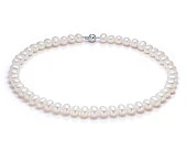 Ожерелье из белого овального речного жемчуга класса ААА. Жемчужины 8-8,5 мм