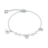 Браслет из серебра 925 пробы с белой речной жемчужиной 7,5-8 мм