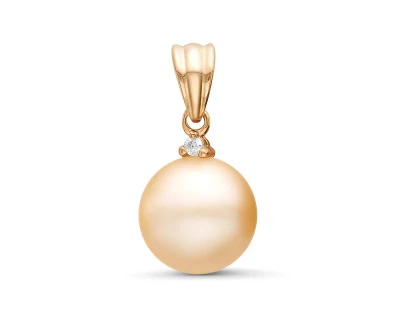 Кулон из серебра с розовой речной жемчужиной 9-9,5 мм