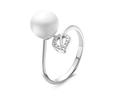 Кольцо из серебра с белой речной жемчужиной 8,5-9 мм