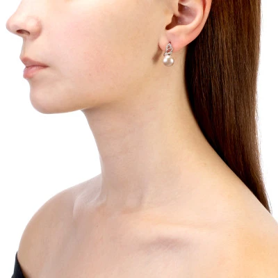 Серьги из серебра с розовыми речными жемчужинами 9,5-10 мм