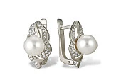 Серьги из белого золота с белыми речными жемчужинами 7,5-8 мм