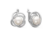 Серьги из серебра c белыми речными жемчужинами 7,5-8 мм