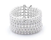 Браслет в 6 рядов из белого круглого речного жемчуга. Жемчужины 6-6,5 мм