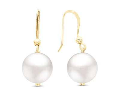 Серьги из серебра c белыми речными жемчужинами 9-10 мм