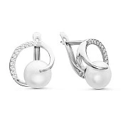 Серьги из серебра c белыми речными жемчужинами 8,5-9 мм