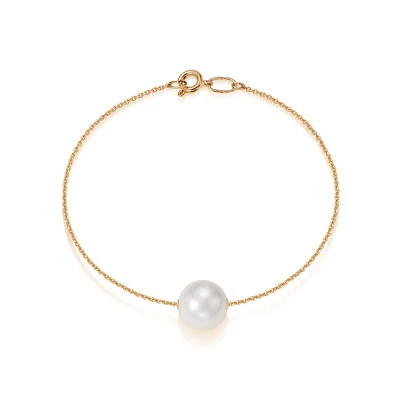Браслет на цепочке из золота с белой Австралийской жемчужиной 11-11,5 мм