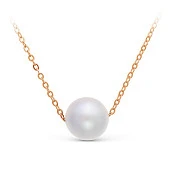 Цепочка из красного золота с белой морской жемчужиной 9,5-10 мм. Длина 50 см