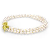 Ожерелье "галстук" из белого круглого речного жемчуга класса ААА. Жемчужины 7-7,5 мм