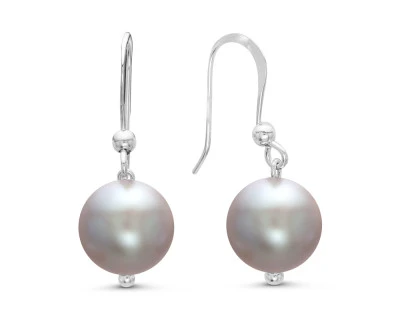 Серьги из серебра с серебристыми речными жемчужинами 8,5-9 мм