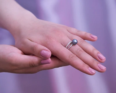 Кольцо из серебра с серебристой морской Таитянской жемчужиной 9-9,5 мм