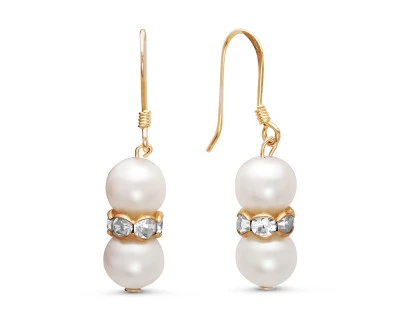 Серьги из серебра с белыми речными жемчужинами 6,5-7 мм