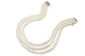 Ожерелье 3-рядное из белого круглого речного жемчуга класса ААА. Жемчужины 6-6,5 мм