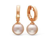 Серьги из серебра с розовыми речными жемчужинами 9-9,5 мм