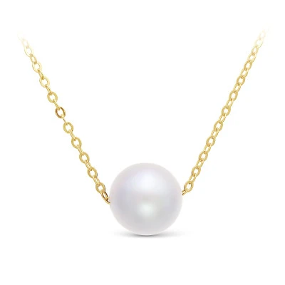 Цепочка из желтого золота с белой морской жемчужиной 8,5-9 мм. Длина 45 см