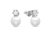 Серьги из серебра c белыми речными жемчужинами 7,5-8 мм