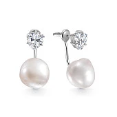 Пусеты "Диор" из серебра с белыми речными жемчужинами "Барокко" 10-11 мм