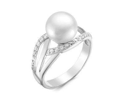 Кольцо из серебра с белой речной жемчужиной 8,5-9 мм