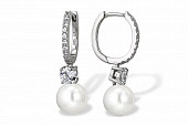 Серьги из серебра с белыми речными жемчужинами 8,5-9 мм