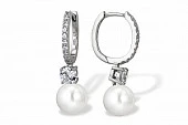 Серьги из серебра с белыми речными жемчужинами 8,5-9 мм