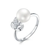 Кольцо из серебра с белой речной жемчужиной 8,5-9 мм