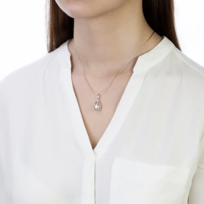 Кулон из серебра с белой речной жемчужиной 8-8,5 мм