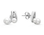 Серьги из серебра c белыми речными жемчужинами 4,5-5,5 мм