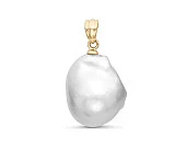 Подвеска из золота с белой барочной речной жемчужиной 13-16 мм