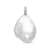 Кулон из серебра с белой барочной жемчужиной 20-25 мм