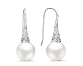 Серьги из серебра с белыми речными жемчужинами 8,5-9 мм