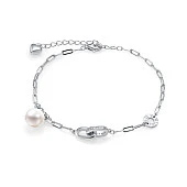 Браслет из серебра 925 пробы с белой речной жемчужиной 8-8,5 мм