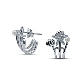 Серьги из серебра с белыми речными жемчужинами 2,5 мм