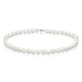 Ожерелье из белого барочного речного жемчуга класса ААА. Жемчужины 7-7,5 мм