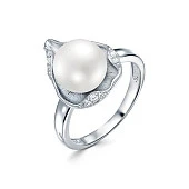 Кольцо из серебра с белой речной жемчужиной 8,5-9 мм