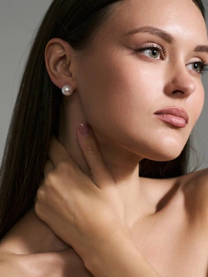 Пусеты из золота 585 пробы с белыми морскими Австралийскими жемчужинами 11,6-11,9 мм