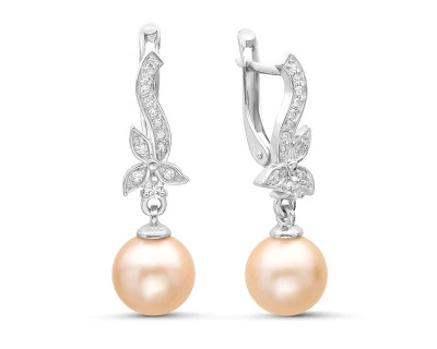 Серьги из серебра с розовыми речными жемчужинами 8,5-9 мм