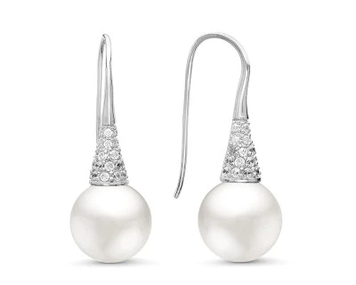Серьги из серебра с белыми речными жемчужинами 8,5-9 мм