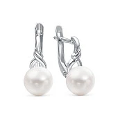 Серьги из белого золота с белыми речными жемчужинами 7,5-8 мм