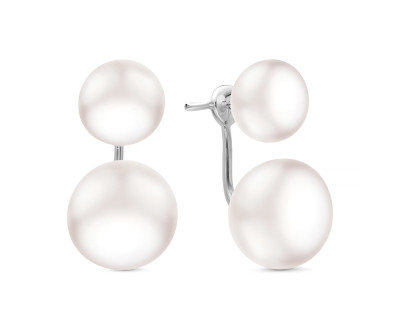 Пусеты "Диор" из золота с белыми речными жемчужинами 8,5-11 мм