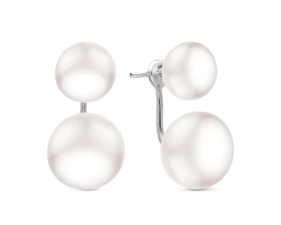 Пусеты "Диор" из золота с белыми речными жемчужинами 8,5-11 мм