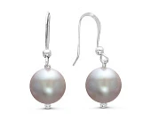 Серьги из серебра с серебристыми речными жемчужинами 8,5-9 мм