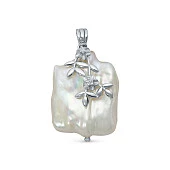 Кулон из серебра с белой барочной жемчужиной 20 мм