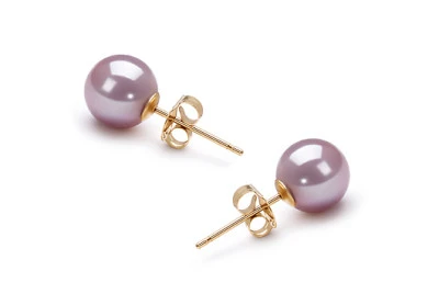 Пусеты из серебра 925 пробы с лавандовыми речными жемчужинами 6,5-7 мм