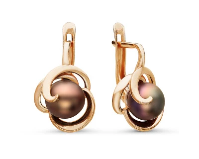 Серьги из серебра с черными речными жемчужинами 7-7,5 мм