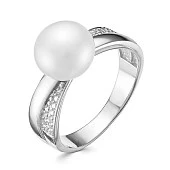 Кольцо из серебра с белой речной жемчужиной 8,5-9 мм