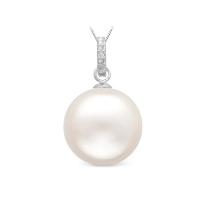 Подвеска из золота с белой морской Австралийской жемчужиной 13,6-13,9 мм