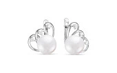 Серьги из серебра c белыми речными жемчужинами 8,5-9 мм